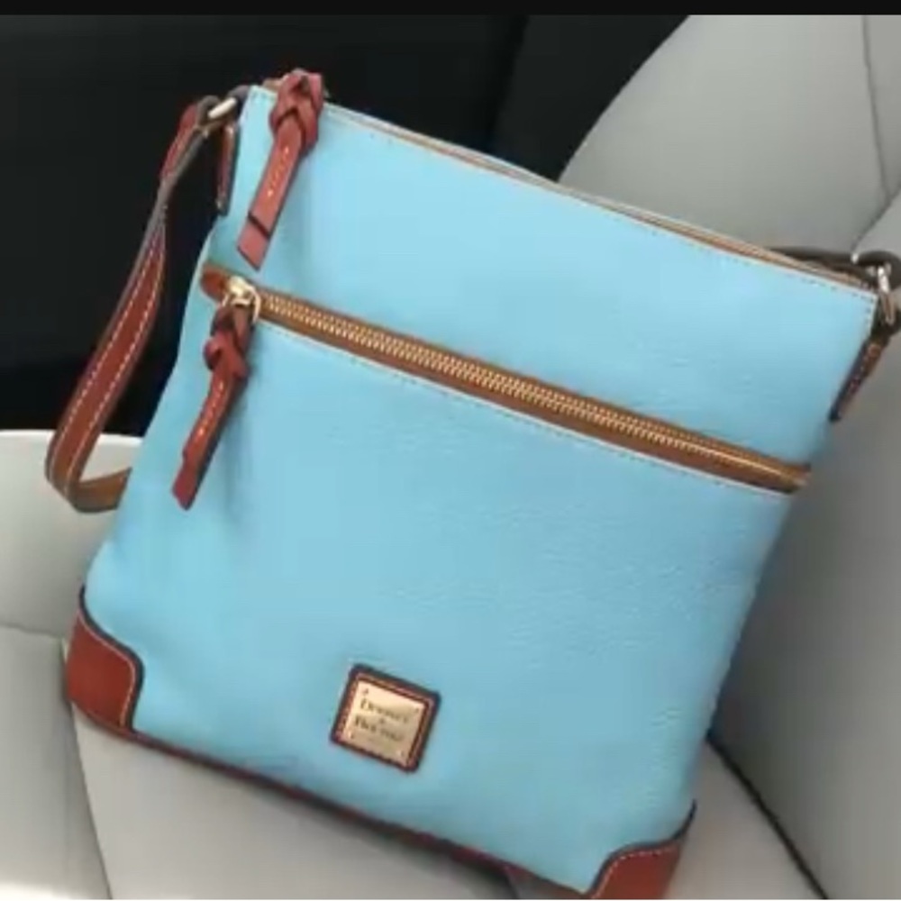 Dooney & Bourke Light Blue Crossbody with Brown Trim